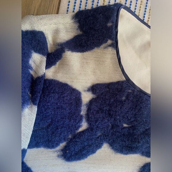 Reiss  Mini Dress Leila Size 6 Wool blended Navy & Cream Gold Floral - Picture 9 of 16